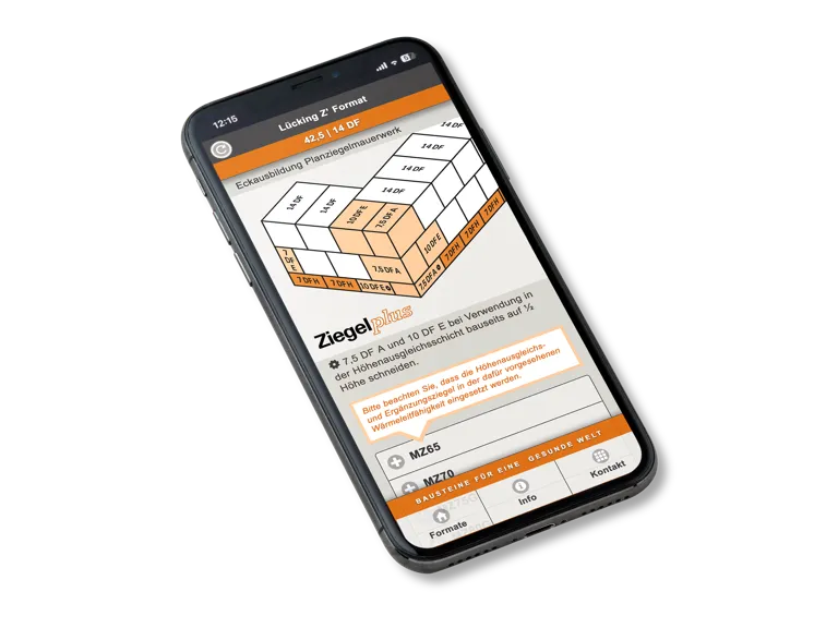 Foto: Smartphone, Z’ Format App, Eckausbildung am Beispiel einer 42,5er Wand