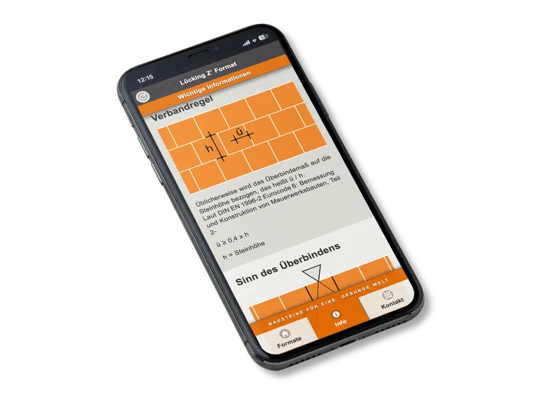 Foto: Smartphone, Z’ Format App, Info zur Verbandregel
