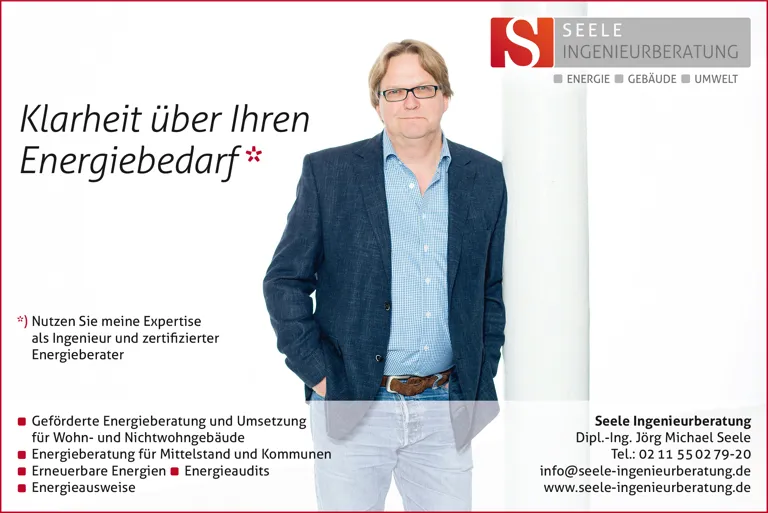 Grafik: Portrait Energieberater, Headline: Klarheit über Ihren Energiebedarf.