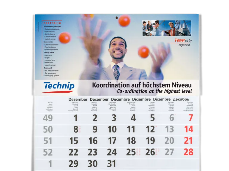 Foto: Wandkalender, vergleich Technip Kampagnenmotiv