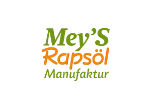 Logo: Mey’S Rapsöl Manufaktur, Schriftkombination in Grün und Orange