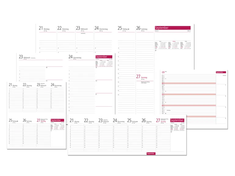 Grafik: Reihe aus fünf Kalender-Typografien mit Frutiger als Schrift