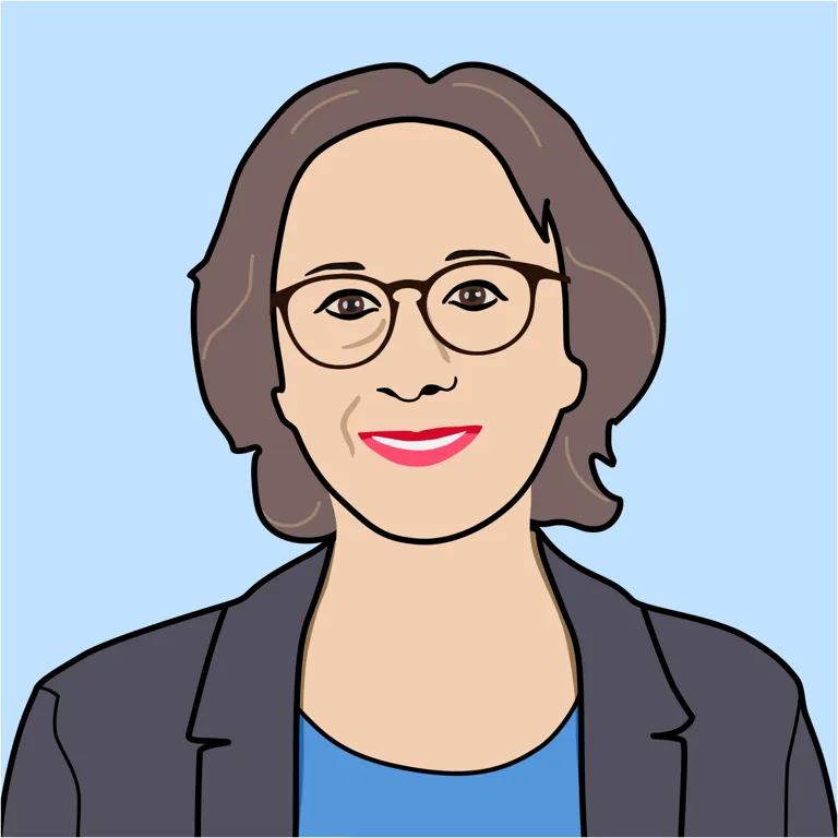 Portraitzeichnung: Christine Kahlert, Gründerin Step Two Design