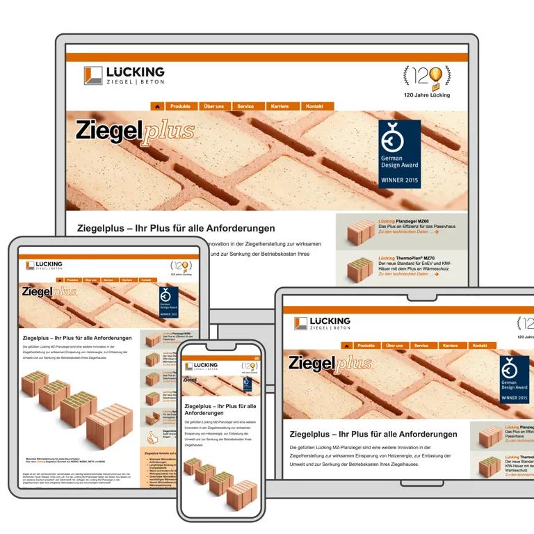 Mockup: Beisiel auf Desktop, Tablet, Notebook und Smartphone